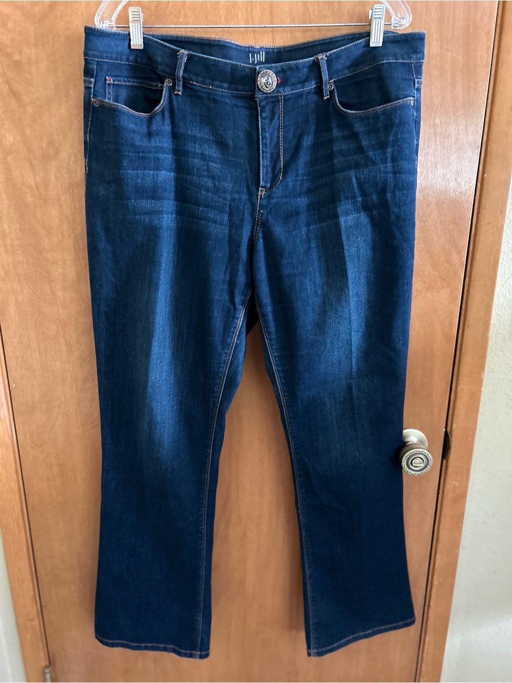 J. Jill Jeans Women Size 16 Denim High Rise Flare Dark Wash Stretch
